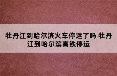 牡丹江到哈尔滨火车停运了吗 牡丹江到哈尔滨高铁停运